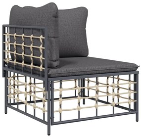 Set divani da giardino 4 pz con cuscini antracite in polyrattan