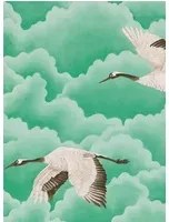 Harlequin Carta da parati Cranes in Flight - Emerald