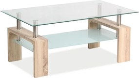 Tavolino da salotto Lisa Basic II in vetro e MDF rovere Sonoma – 100x60x55 cm