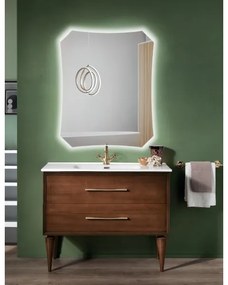 Mobile da bagno a terra moderno con base 100 CLASSIC con 2 cassetti e lavabo NOCE CHIARO