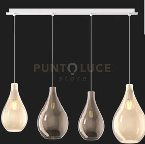 Sospensione bianco 4 luci rettangolare vetri (2 piccoli (1xam+1xbr)...