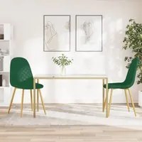 Sedie da Pranzo 2 pz Verde Scuro in Velluto 325670