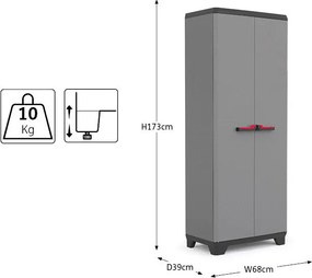 Armadio Portascope da Esterno 3 Ripiani 68x39x173H cm in Plastica Keter Stilo Grigio...