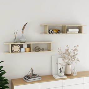 Mensole Parete 2pz Rovere Sonoma 105x18x20cm Legno Multistrato /