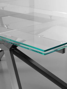 Tavolo allungabile Osaka 160x90 cm piano trasparente