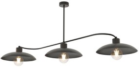 Lampadario Industrial 3 Luci Sekhmet In Acciaio Nero E Diffusori A Cupola