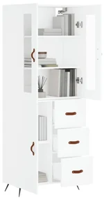 Credenza bianca 69,5x34x180 cm in legno multistrato