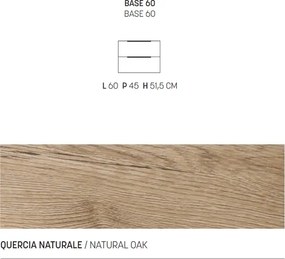 Mobile da bagno BALI 60 cm sospeso in nobilitato Quercia Naturale