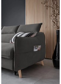 Divano letto angolare in velluto grigio scuro (angolo sinistro) Sweet Harmony - Miuform