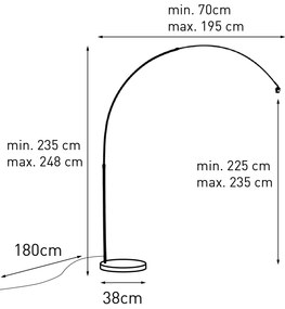 Lampada ad arco in ottone e base in marmo nero regolabile - XXL