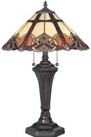 Lampada Da Scrivania Tiffany Cambridge Acciaio Bronzo Vintage 2 Luci E27