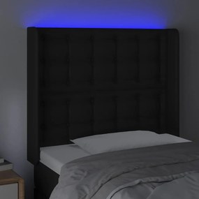 Testiera a led nera 83x16x118/128 cm in similpelle