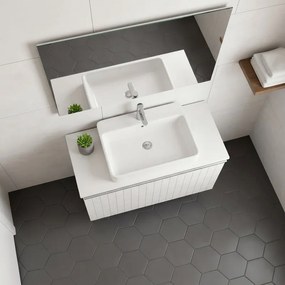 Mobile da bagno sospeso sotto lavabo Pixel grid 1 cassetto L 60 x H 40 x P 45.5 cm grigio pastello laccato opaco, con maniglia alluminio brillante