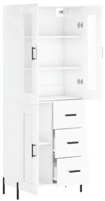 Credenza bianco lucido 69,5x34x180 cm in legno multistrato