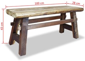 Panca in legno massello di recupero 100x28x43 cm