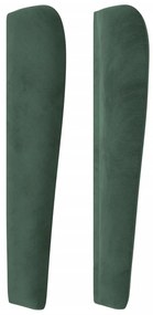 Testiera ad orecchio verde scuro 163x23x118/128cm in velluto