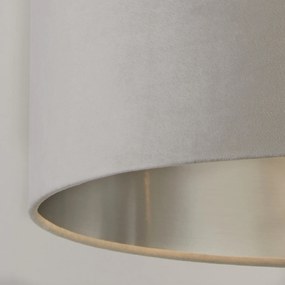 Sospensione Contemporanea Tamburo Acciaio Grigio Velluto Grigio 1 Luce D38Cm