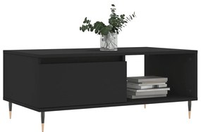 Tavolino da salotto nero 90x50x36,5 cm in legno multistrato