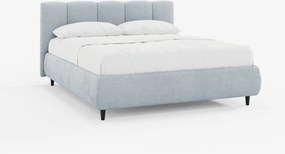 ARKAM letto imbottito con vano contenitore e testiera a lavorazione verticale - design shabby chic in tessuto certificato Oeko-Tex®