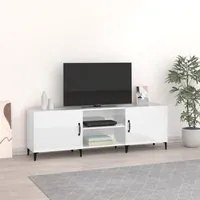 Mobile Porta TV Bianco Lucido 150x30x50 cm in Legno Multistrato 812633