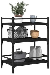 Carrello da cucina nero 65x40x86,5 cm in legno multistrato