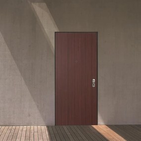 Porta blindata YALE Iron L 90 x H 210 cm in melaminico mogano, apertura spingere a sinistra, falso telaio incluso