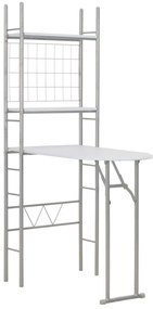 Set tavolo sedie pieghevoli con scaffale 3pz mdf acciaio bianco