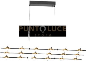 Lampada a sospensione molecular 18 lt, nera con oro, led 3000k 43,2...