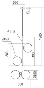 Redo 01-2625 - Lampadario a sospensione con filo NIVA 2xE14/28W/230V