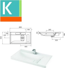 Lavabo sospeso moderno 80cm in ceramica Litos-TT88 - KAMALU