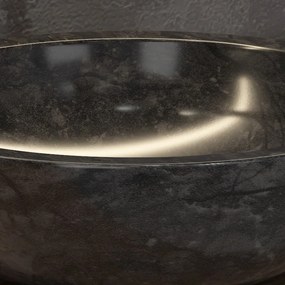 Lavabo bagno design da appoggio in marmo nero 40cm | Litos-EN40 - KAMALU