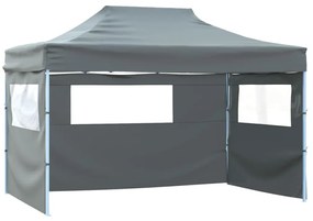 Gazebo Professionale Pieghevole 3 Pareti 3x4m Acciaio Antracite /