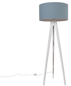 Lampada da terra treppiede bianco con paralume azzurro 50 cm - Treppiede Classic