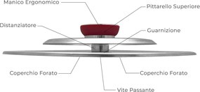 Coperchio Magico Antiodore Ø31 cm Ventur Magic in Acciaio Inox Pomolo in Bachelite Cooker Rosso...