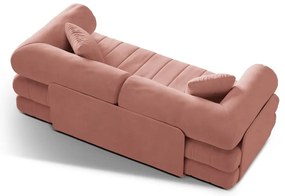 Divano rosa allungabile con rivestimento in velluto 206 cm Kemi – Cosmopolitan Design