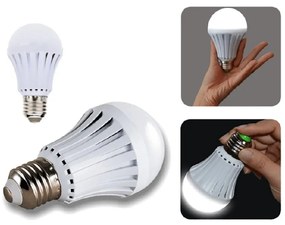 2 Lampade Led E27 A60 Luce Emergenza 7W Ricaricabile Intelligente Anti Blackout Gancio Incluso