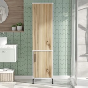 Colonna Bagno Multiuso Armadietto 45x36x174H Rovere E Bianco Vitale