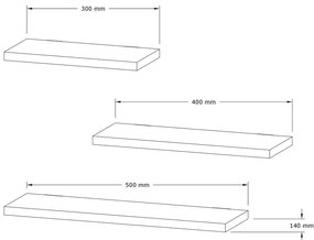 Mensole in rovere decorato in set di 3 Leila - Kalune Design