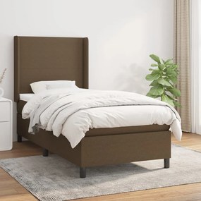 Giroletto A Molle Con Materasso Marrone Scuro 100x200cm Tessuto /