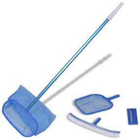 Set Pulizia Piscina Spazzola 2 Schiumatoi Foglie 1 Palo Telescopico /