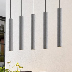 Lampada a sospensione Lindby Concretto, 100 cm, grigio, a 5 luci, cemento