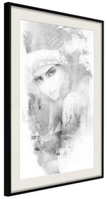 Poster  Mysterious Look (Grey)  Cornice Quadri Cornice nera con pass-partout, Larghezza x Altezza Home decor 20x30