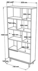 Libreria Moderna Con Vani A Giorno Ed Anta Frontale 84x30x175 Ocean Legno E Rafia