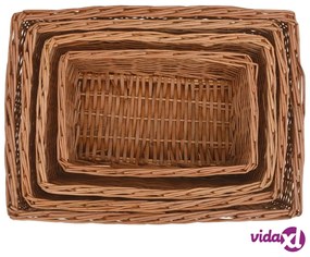 vidaXL Set Cestini Impilabili 4 pz Marroni in Salice