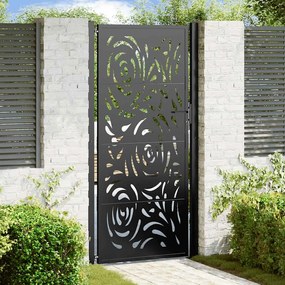 Cancello Giardino Nero 105x205 Cm İn Acciaio Design A Fiamma /