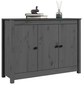 Credenza grigia 100x35x74 cm in legno massello di pino