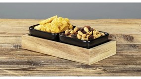 Set di 2 ciotole da portata in ceramica nera con vassoio Elo - Wenko