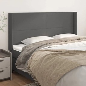 Testiera Ad Orecchio Grigio 163x16x118/128cm İn Similpelle /