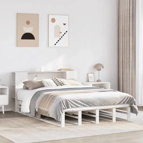 Letto libreria senza materasso bianco 140x190 cm legno massello