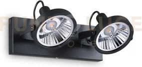 Glim spot con 2 faretti attacco gu10  lampadina inclusa nero